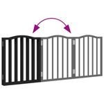 Petshop - Accesorii petshop - Culcusuri si custi - Custi interior si exterior - Poarta pentru caini pliabila 3 panouri negru, 150 cm, lemn plop - Infinity.ro