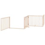 Petshop - Accesorii petshop - Culcusuri si custi - Custi interior si exterior - Poarta de caini pliabila cu usa, 6 panouri, 480 cm, lemn plop - Infinity.ro
