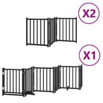 Petshop - Accesorii petshop - Culcusuri si custi - Custi interior si exterior - Poarta caini pliabila cu usa 12 panouri negru 600 cm, lemn plop - Infinity.ro