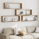 Casa si Gradina - Mobilier - Biblioteci si rafturi - Rafturi - Rafturi perete cub, 4 buc., stejar artizanal 100x15x30 cm lemn - Infinity.ro