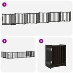 Petshop - Accesorii petshop - Culcusuri si custi - Custi interior si exterior - Poarta caini pliabila cu usa 12 panouri negru 600 cm, lemn plop - Infinity.ro