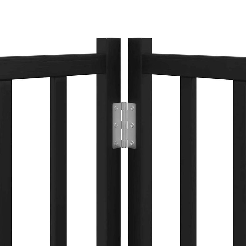 Petshop - Accesorii petshop - Culcusuri si custi - Custi interior si exterior - Poarta caini pliabila cu usa 12 panouri negru 600 cm, lemn plop - Infinity.ro