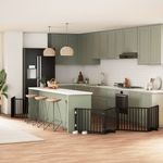 Petshop - Accesorii petshop - Culcusuri si custi - Custi interior si exterior - Poarta caini pliabila cu usa 8 panouri negru 640 cm, lemn plop - Infinity.ro