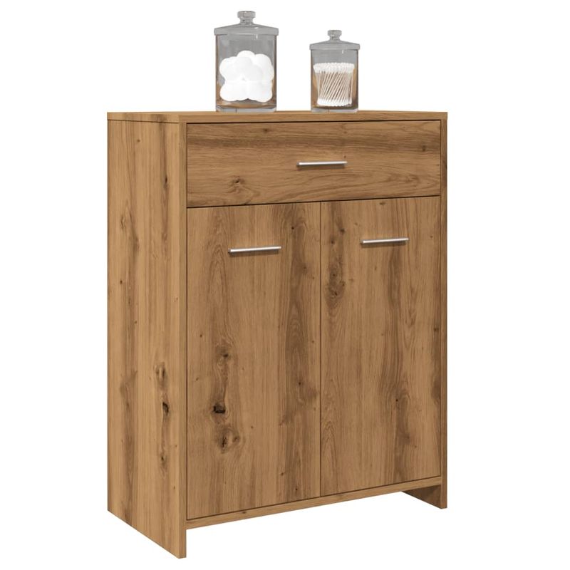 Casa si Gradina - Mobilier - Mobilier baie - Comode baie - Dulap pentru baie stejar artizanal, 60x33x80 cm, lemn prelucrat - Infinity.ro