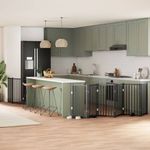 Petshop - Accesorii petshop - Culcusuri si custi - Custi interior si exterior - Poarta caini pliabila cu usa 9 panouri negru, 450 cm, lemn plop - Infinity.ro