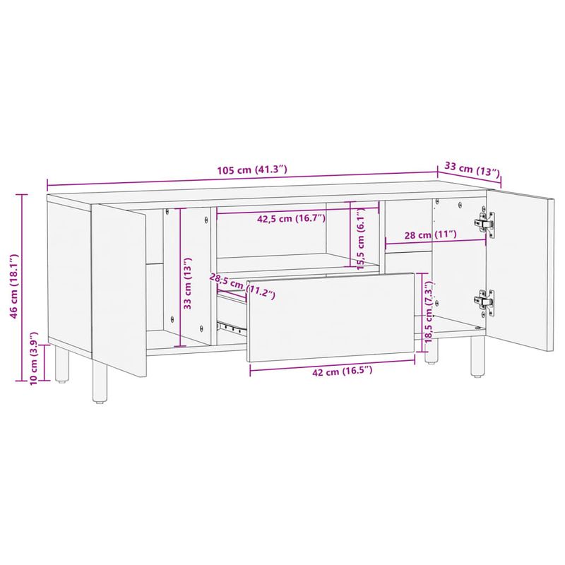 Casa si Gradina - Mobilier - Dulapuri si sifoniere - Dulapuri - Dulap TV, negru, 105x33x46 cm, lemn prelucrat - Infinity.ro