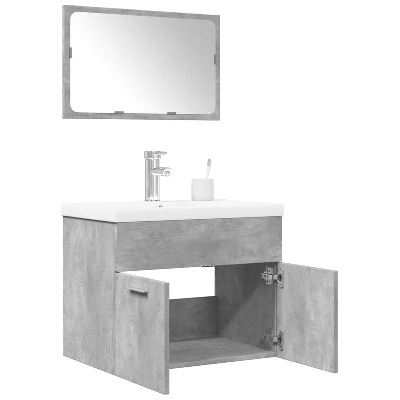 Casa si Gradina - Mobilier - Seturi de mobilier - Seturi baie - Set mobilier de baie, 3 piese, gri beton, lemn compozit - Infinity.ro