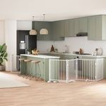 Petshop - Accesorii petshop - Culcusuri si custi - Custi interior si exterior - Poarta caini pliabila cu usa, 6 panouri, alb, 480 cm, lemn plop - Infinity.ro