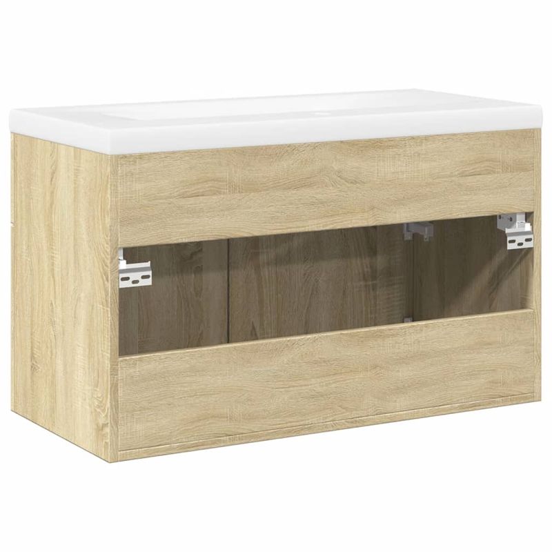Casa si Gradina - Mobilier - Mobilier baie - Comode baie - Dulap pentru chiuveta de baie, lavoar incorporat, stejar sonoma - Infinity.ro