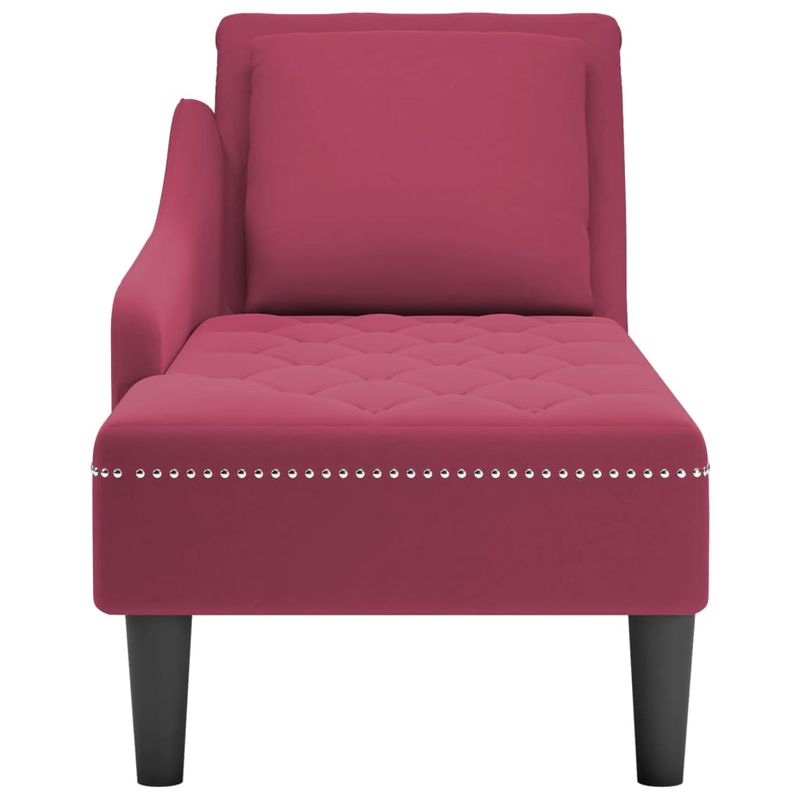 Casa si Gradina - Mobilier - Scaune si fotolii - Fotolii - Sezlong cu perna si cotiera dreapta, rosu vin, catifea - Infinity.ro