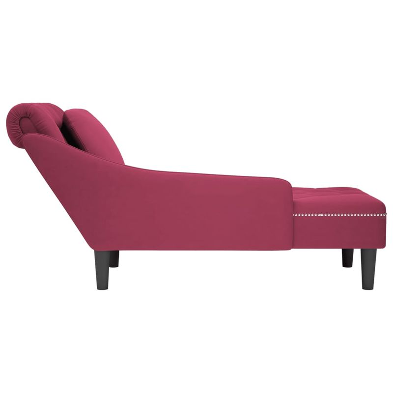 Casa si Gradina - Mobilier - Scaune si fotolii - Fotolii - Sezlong cu perna si cotiera dreapta, rosu vin, catifea - Infinity.ro