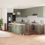 Petshop - Accesorii petshop - Culcusuri si custi - Custi interior si exterior - Poarta caini pliabila cu usa 12 panouri maro 960 cm, lemn plop - Infinity.ro