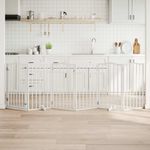 Petshop - Accesorii petshop - Culcusuri si custi - Custi interior si exterior - Poarta caini pliabila cu usa, 6 panouri, alb, 300 cm, lemn plop - Infinity.ro