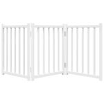 Petshop - Accesorii petshop - Culcusuri si custi - Custi interior si exterior - Poarta pentru caini pliabila 3 panouri, alb, 150 cm, lemn brad, mărime 50x60x2 cm - Infinity.ro