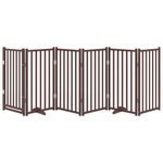 Petshop - Accesorii petshop - Culcusuri si custi - Custi interior si exterior - Poarta caini pliabila cu usa 6 panouri maro 300 cm, lemn brad, mărime 50x90x2 cm - Infinity.ro