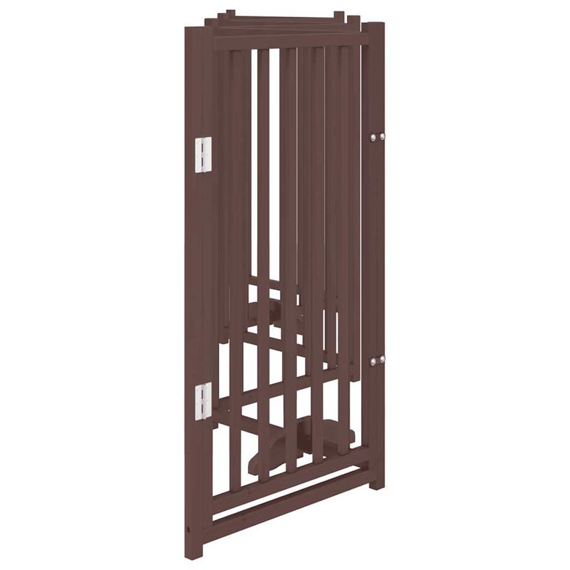 Petshop - Accesorii petshop - Culcusuri si custi - Custi interior si exterior - Poarta caini pliabila cu usa 6 panouri maro 300 cm, lemn brad, mărime 50x90x2 cm - Infinity.ro