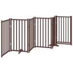 Petshop - Accesorii petshop - Culcusuri si custi - Custi interior si exterior - Poarta caini pliabila cu usa 6 panouri maro 300 cm, lemn brad, mărime 50x90x2 cm - Infinity.ro