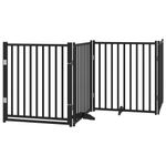 Petshop - Accesorii petshop - Culcusuri si custi - Custi interior si exterior - Poarta caini pliabila cu usa 12 panouri negru 960 cm, lemn plop - Infinity.ro