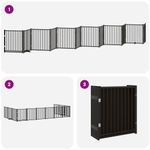 Petshop - Accesorii petshop - Culcusuri si custi - Custi interior si exterior - Poarta caini pliabila cu usa 12 panouri negru 960 cm, lemn plop - Infinity.ro