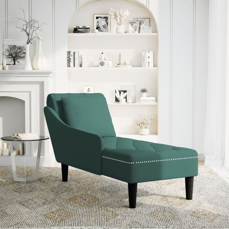 Casa si Gradina - Mobilier - Scaune si fotolii - Fotolii - Sezlong cu perna si cotiera dreapta, verde inchis, catifea - Infinity.ro