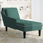 Casa si Gradina - Mobilier - Scaune si fotolii - Fotolii - Sezlong cu perna si cotiera dreapta, verde inchis, catifea - Infinity.ro