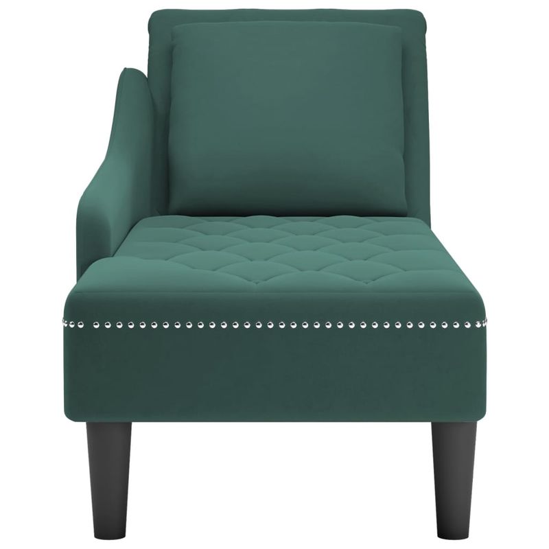 Casa si Gradina - Mobilier - Scaune si fotolii - Fotolii - Sezlong cu perna si cotiera dreapta, verde inchis, catifea - Infinity.ro