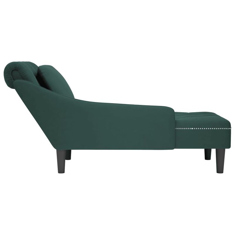 Casa si Gradina - Mobilier - Scaune si fotolii - Fotolii - Sezlong cu perna si cotiera dreapta, verde inchis, catifea - Infinity.ro