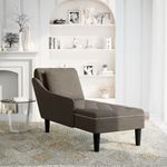 Casa si Gradina - Mobilier - Scaune si fotolii - Fotolii - Sezlong cu perna si cotiera dreapta, gri inchis piele ecologica - Infinity.ro