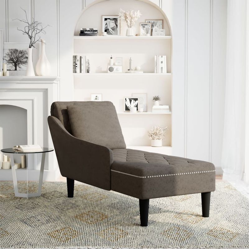 Casa si Gradina - Mobilier - Scaune si fotolii - Fotolii - Sezlong cu perna si cotiera dreapta, gri inchis piele ecologica - Infinity.ro