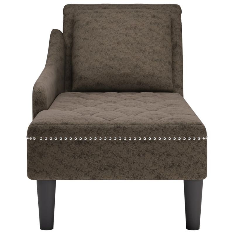 Casa si Gradina - Mobilier - Scaune si fotolii - Fotolii - Sezlong cu perna si cotiera dreapta, gri inchis piele ecologica - Infinity.ro