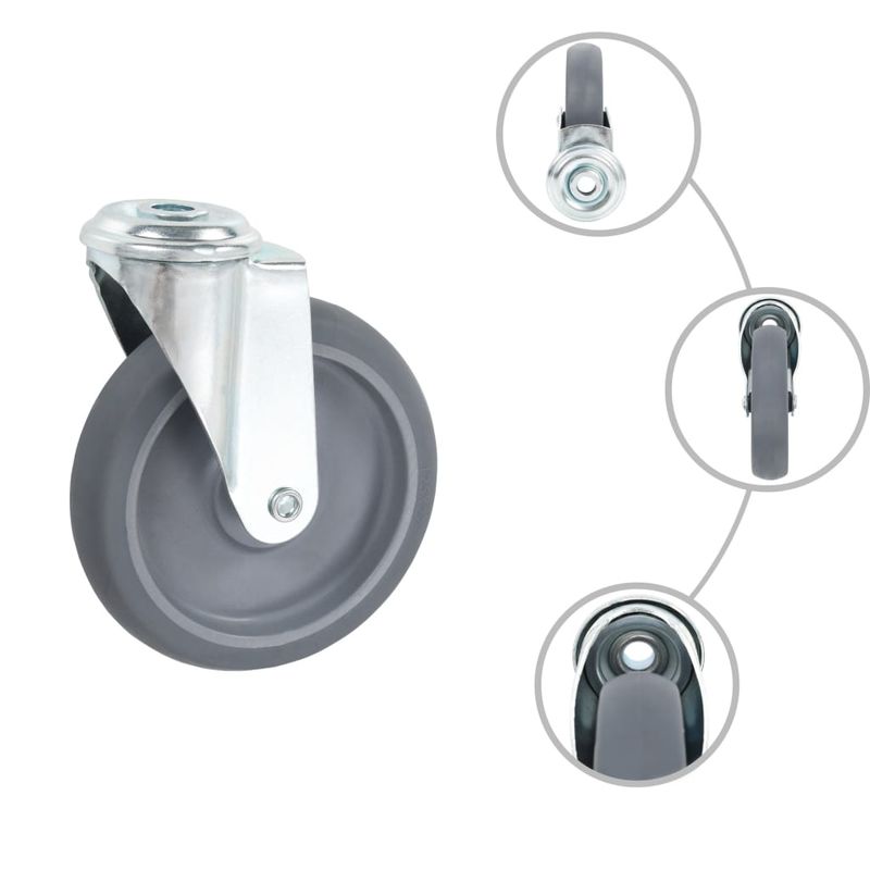 Casa si Gradina - Constructii - Depozitare, transport si protectie - Accesorii echipamente pentru transport si ridicat - Roti pivotante cu gaura pentru surub, 8 buc., 125 mm - Infinity.ro