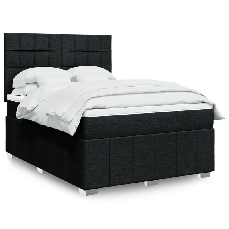 Casa si Gradina - Mobilier - Paturi si accesorii - Paturi - Pat box spring cu saltea, negru, 160x200 cm, textil - Infinity.ro