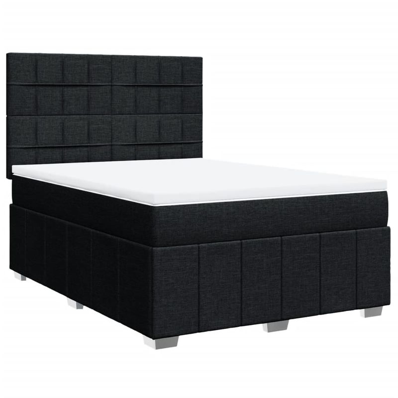 Casa si Gradina - Mobilier - Paturi si accesorii - Paturi - Pat box spring cu saltea, negru, 160x200 cm, textil - Infinity.ro