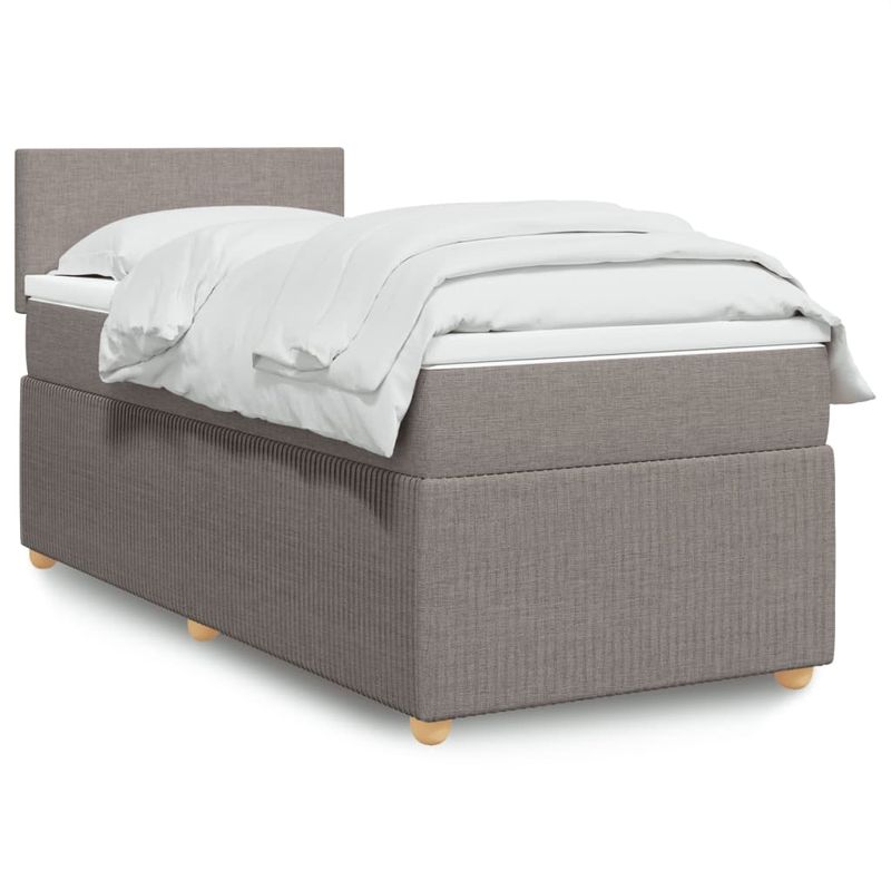 Casa si Gradina - Mobilier - Paturi si accesorii - Paturi - Pat box spring cu saltea, gri taupe, 80x200 cm, textil - Infinity.ro