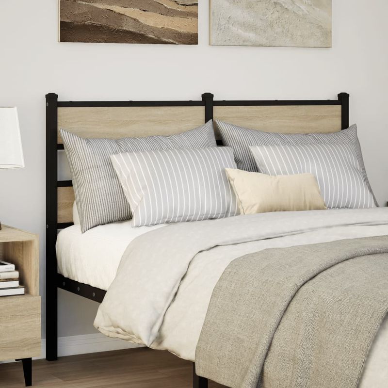 Casa si Gradina - Mobilier - Paturi si accesorii - Accesorii paturi - Tablie de pat, stejar sonoma, 120 cm, fier si lemn prelucrat - Infinity.ro