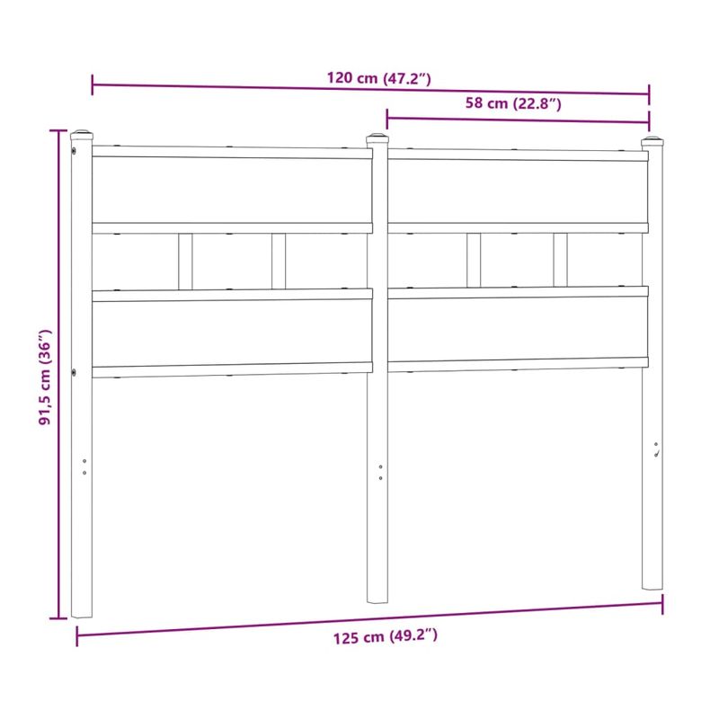 Casa si Gradina - Mobilier - Paturi si accesorii - Accesorii paturi - Tablie de pat, stejar sonoma, 120 cm, fier si lemn prelucrat - Infinity.ro