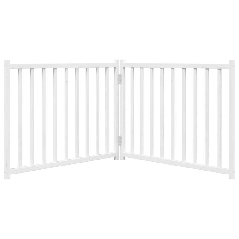 Petshop - Accesorii petshop - Culcusuri si custi - Custi interior si exterior - Poarta pentru caini pliabila 2 panouri, alb, 160 cm, lemn brad, mărime 80x60x2 cm - Infinity.ro