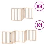 Petshop - Accesorii petshop - Culcusuri si custi - Custi interior si exterior - Poarta de caini pliabila cu usa, 15 panouri, 750 cm, lemn plop - Infinity.ro