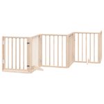 Petshop - Accesorii petshop - Culcusuri si custi - Custi interior si exterior - Poarta de caini pliabila cu usa, 15 panouri, 750 cm, lemn plop - Infinity.ro