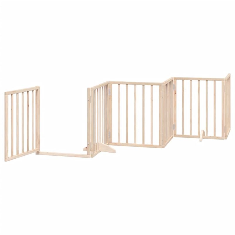 Petshop - Accesorii petshop - Culcusuri si custi - Custi interior si exterior - Poarta de caini pliabila cu usa, 15 panouri, 750 cm, lemn plop - Infinity.ro