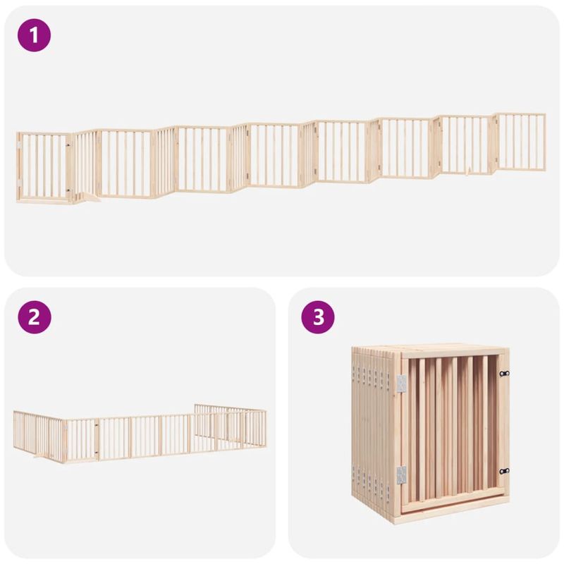 Petshop - Accesorii petshop - Culcusuri si custi - Custi interior si exterior - Poarta de caini pliabila cu usa, 15 panouri, 750 cm, lemn plop - Infinity.ro