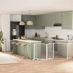 Petshop - Accesorii petshop - Culcusuri si custi - Custi interior si exterior - Poarta caini pliabila cu usa, 6 panouri, alb, 480 cm, lemn plop - Infinity.ro