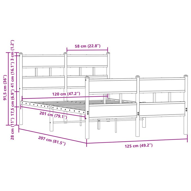 Casa si Gradina - Mobilier - Paturi si accesorii - Paturi - Cadru de pat fara saltea, cu tablie de cap/picioare, 120x200 cm - Infinity.ro