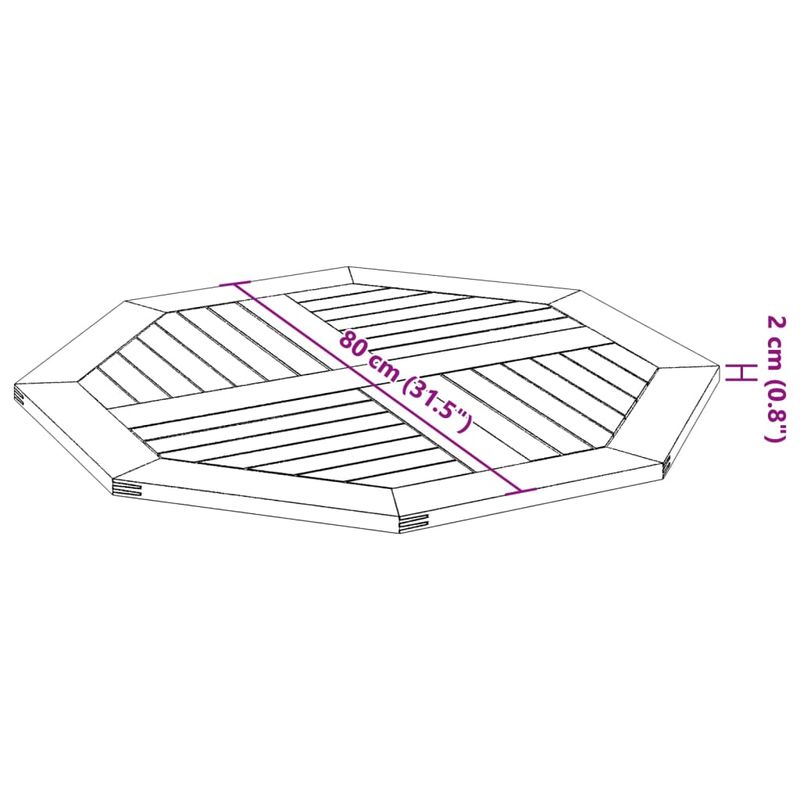 Casa si Gradina - Mobilier - Feronerie si accesorii mobila - Blat de masa, 80x80x2,2 cm, octogonal, lemn masiv acacia - Infinity.ro