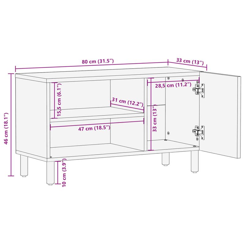 Casa si Gradina - Mobilier - Dulapuri si sifoniere - Dulapuri - Dulap TV, negru, 80x33x46 cm, lemn prelucrat - Infinity.ro