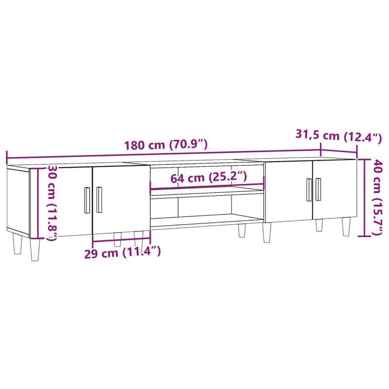Casa si Gradina - Mobilier - Comode si corpuri - Comode - Dulap TV, stejar artizanal, 180x31,5x40 cm, lemn prelucrat - Infinity.ro