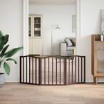 Petshop - Accesorii petshop - Culcusuri si custi - Custi interior si exterior - Poarta de caini pliabila 3 panouri stejar maro 150 cm lemn plop, mărime 50x60x2 cm - Infinity.ro