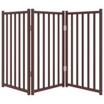 Petshop - Accesorii petshop - Culcusuri si custi - Custi interior si exterior - Poarta de caini pliabila 3 panouri stejar maro 150 cm lemn brad, mărime 50x90x2 cm - Infinity.ro