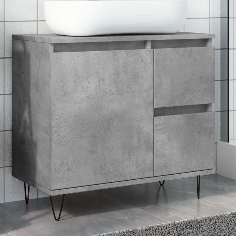 Casa si Gradina - Mobilier - Seturi de mobilier - Seturi baie - Dulap de chiuveta baie, gri beton, 65x33x60 cm, lemn prelucrat - Infinity.ro