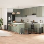 Petshop - Accesorii petshop - Culcusuri si custi - Custi interior si exterior - Poarta caini pliabila cu usa 10 panouri negru 800 cm, lemn plop - Infinity.ro